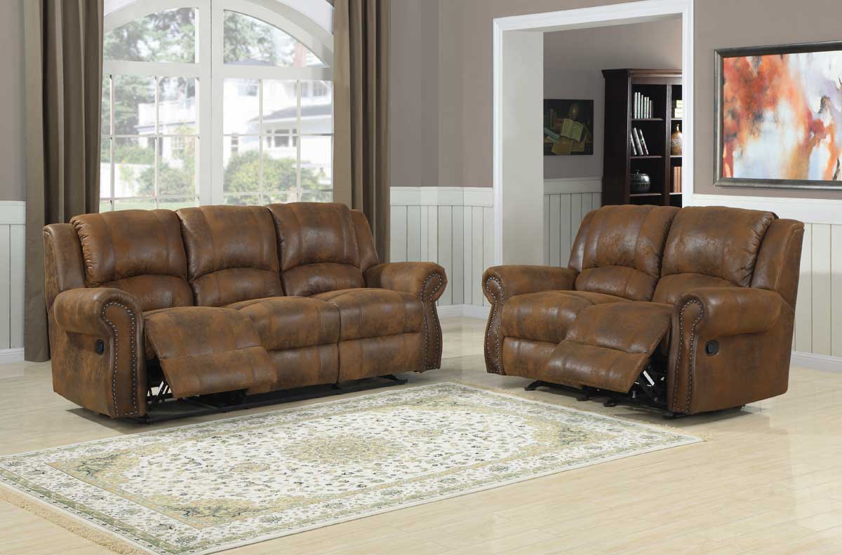 Homelegance Quinn Reclining Sofa Set - Bomber Jacket Microfiber Homelegance Quinn Reclining Sofa Set - Bomber Jacket Microfiber