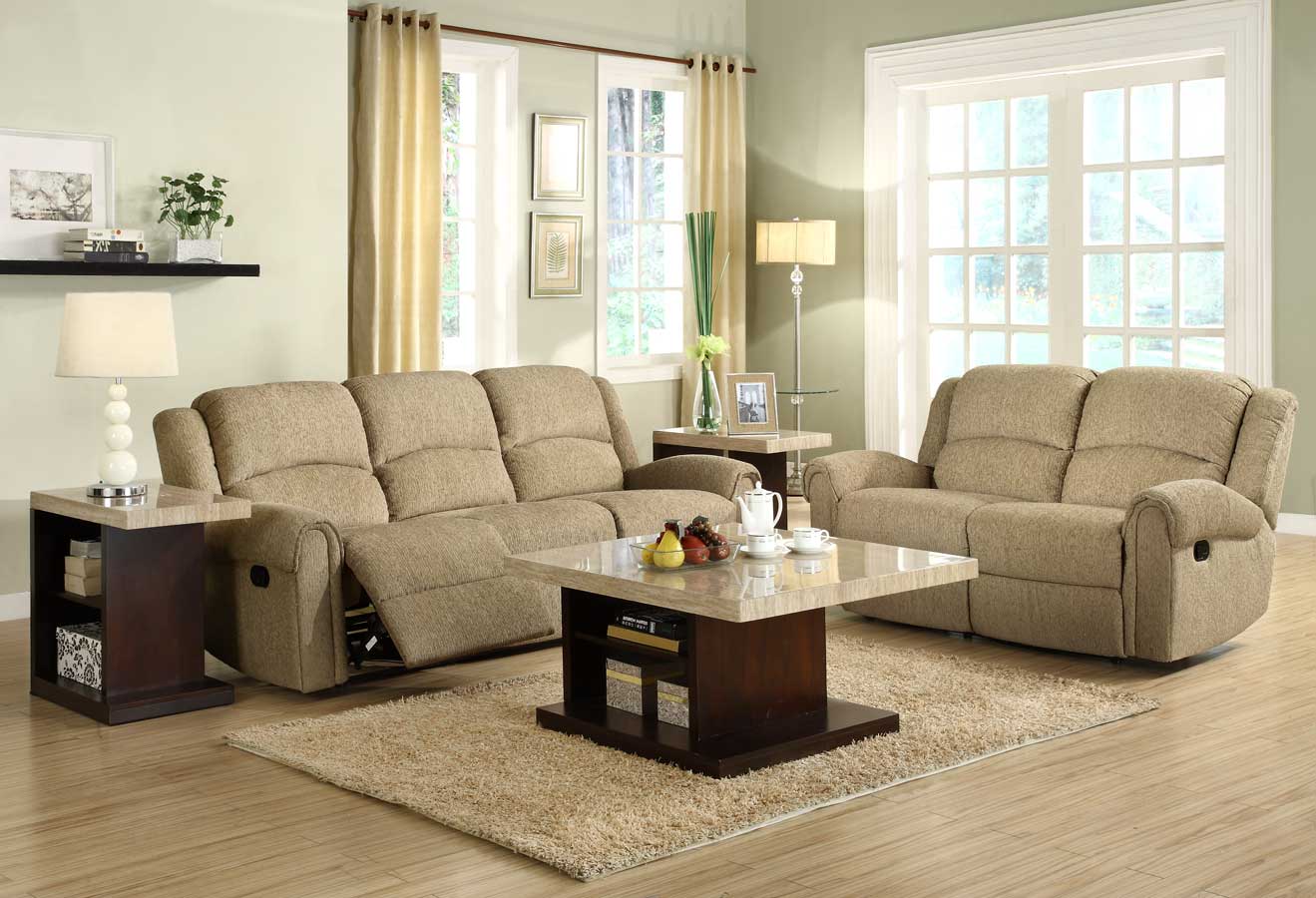 Homelegance Esther Reclining Sofa Set - Beige Chenille Homelegance Esther Reclining Sofa Set - Beige Chenille