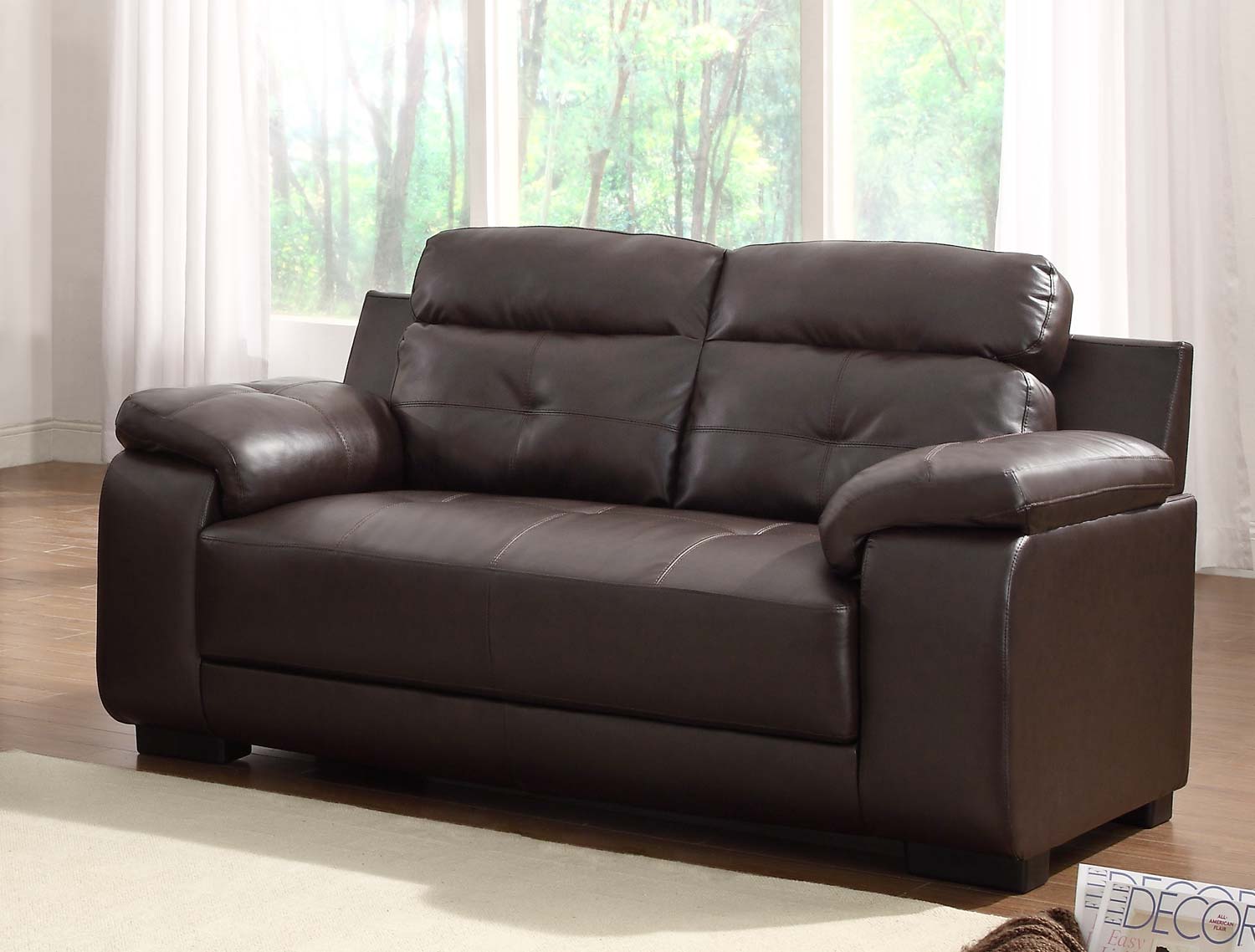 Homelegance Zane Love Seat - Dark Brown - All Bonded Leather Homelegance Zane Love Seat - Dark Brown - All Bonded Leather
