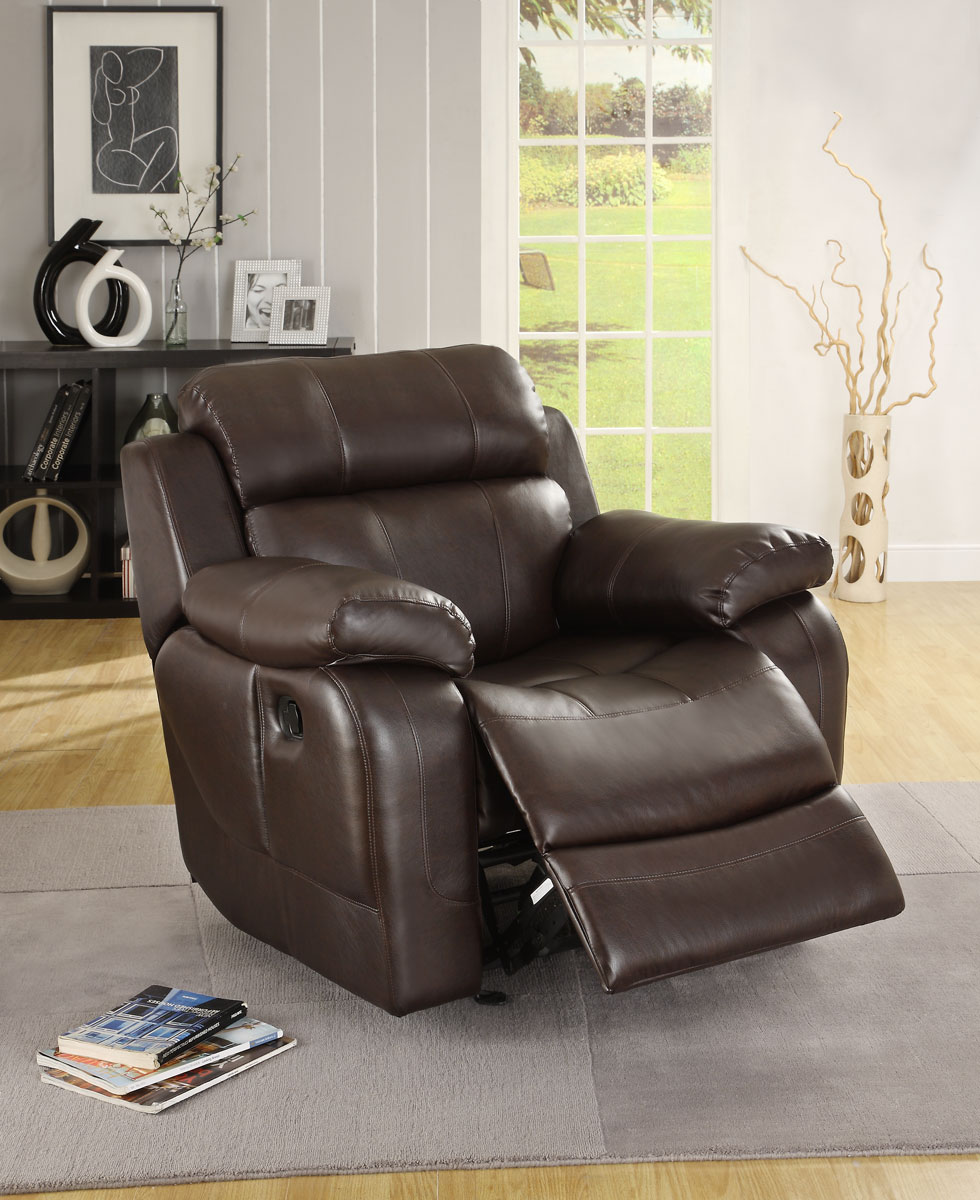 Homelegance Marille Chair Glider Recliner - Dark Brown - Bonded Leather Match
