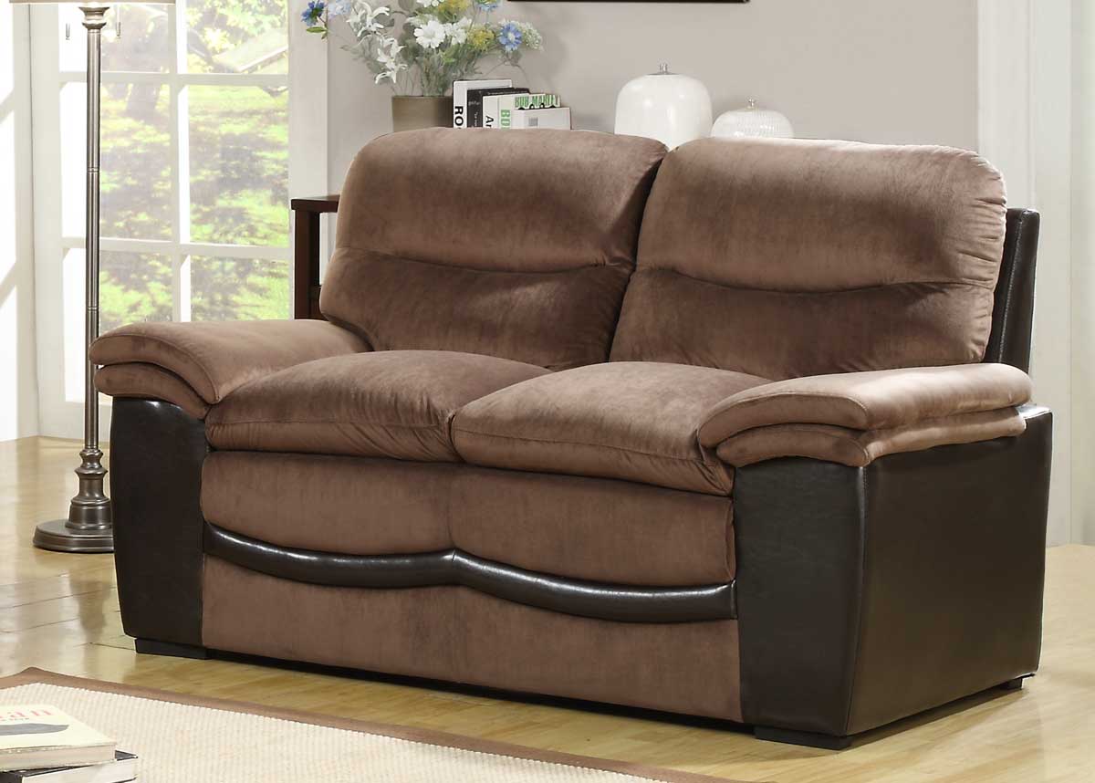 Homelegance Bernard Love Seat - Dark Brown Velvet and Bi-Cast Homelegance Bernard Love Seat - Dark Brown Velvet and Bi-Cast