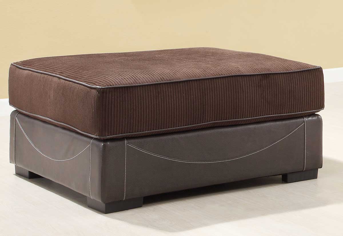 Homelegance Lamont Ottoman - Chocolate Corduroy and Dark Brown Bi-Cast Homelegance Lamont Ottoman - Chocolate Corduroy and Dark Brown Bi-Cast