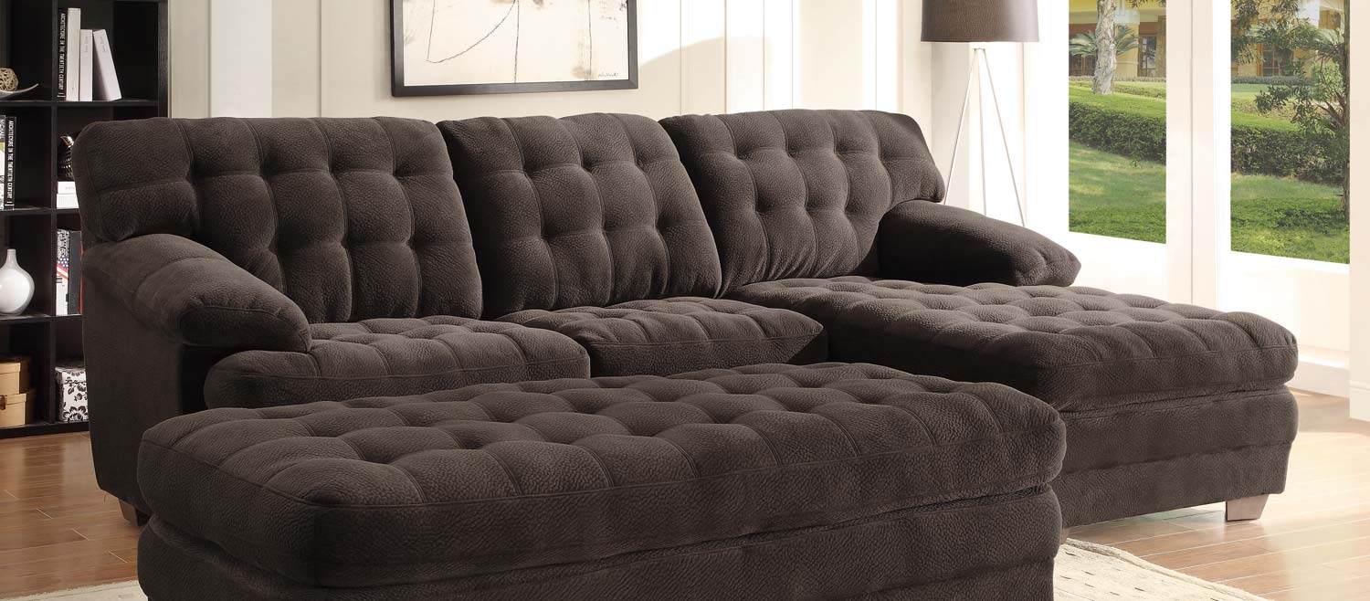 Homelegance Brooks Sectional Sofa - Chocolate - Champion Microfiber Homelegance Brooks Sectional Sofa - Chocolate - Champion Microfiber