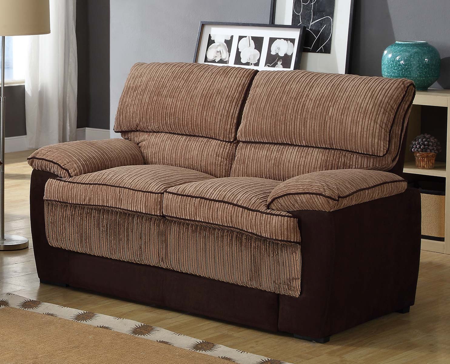 Homelegance McCollum Love Seat - Brown - Corduroy and Microfiber Homelegance McCollum Love Seat - Brown - Corduroy and Microfiber