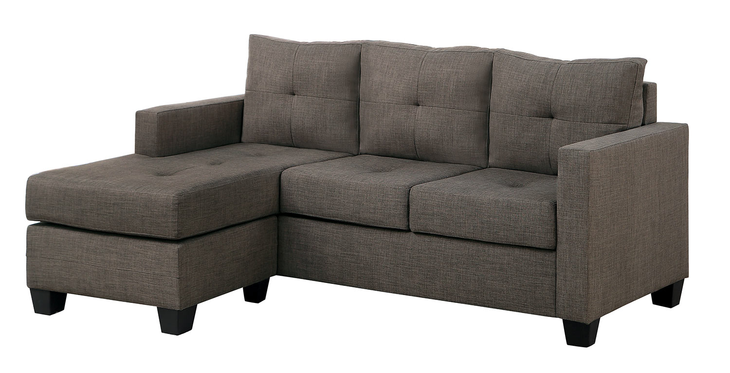 Homelegance Phelps Reversible Sectional Sofa - Brown-Gray Fabric