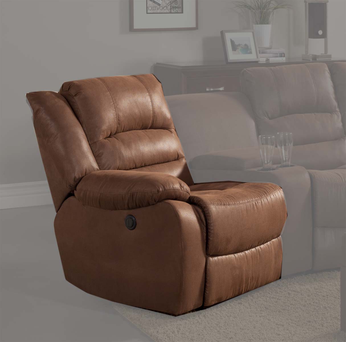 Homelegance Tucker LSF Power Recliner Chair - Brown - Bomber Jacket Microfiber Homelegance Tucker LSF Power Recliner Chair - Brown - Bomber Jacket Microfiber