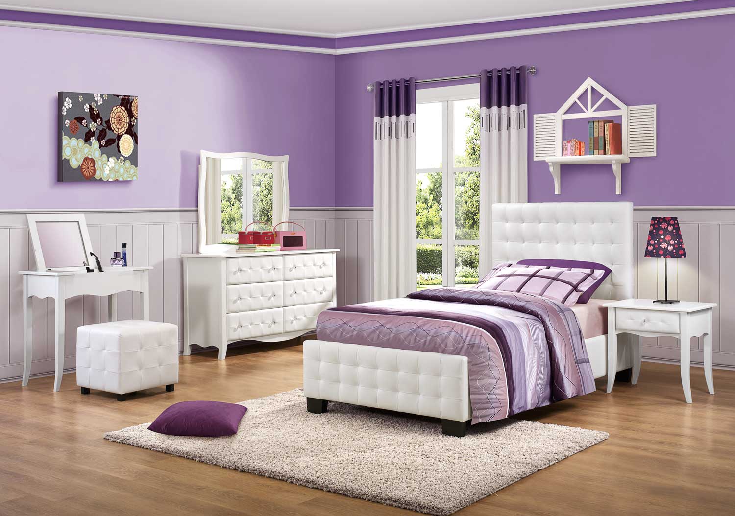 Homelegance Sparkle Upholstered Bedroom Set - White Homelegance Sparkle Upholstered Bedroom Set - White