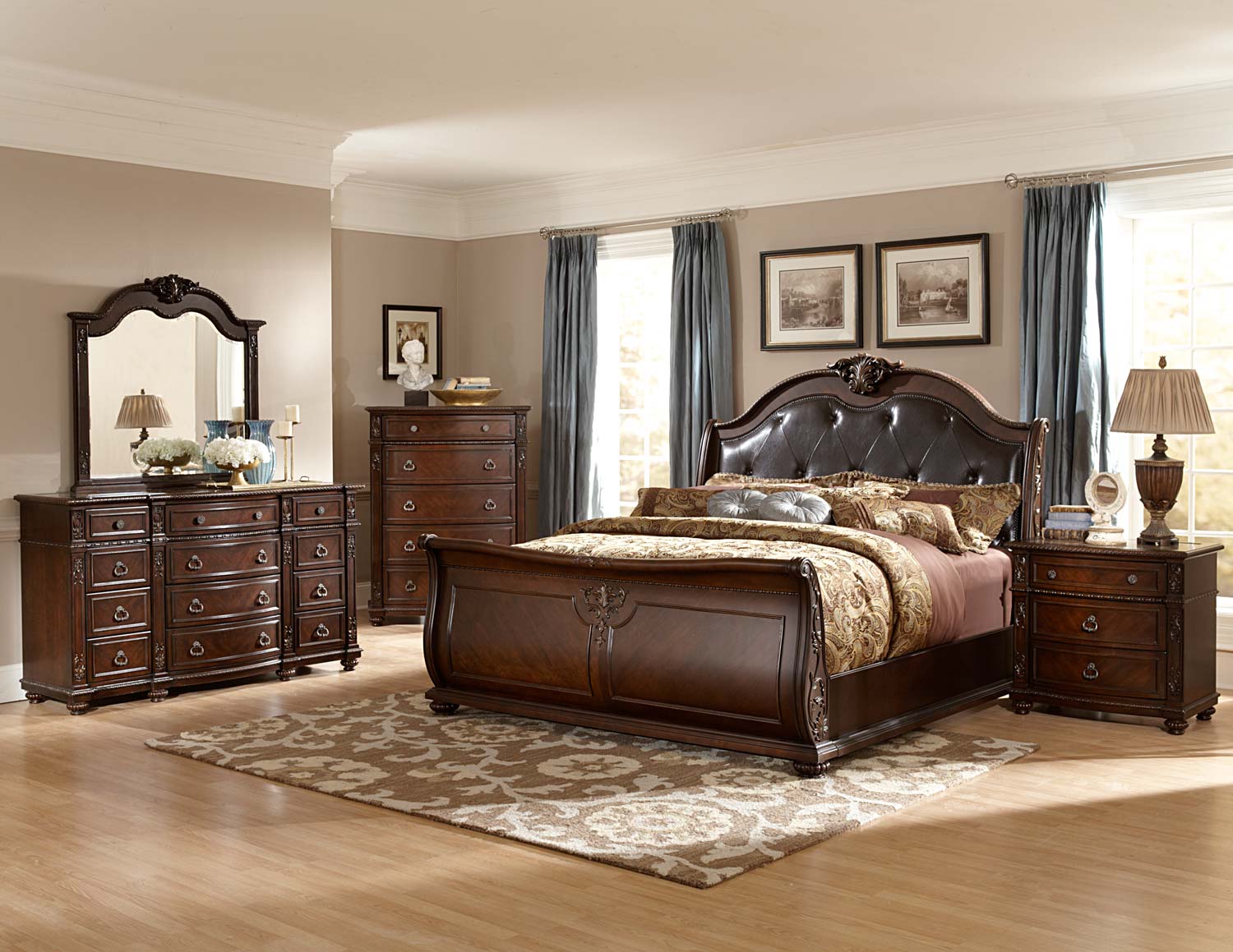 Homelegance Hillcrest Manor Sleigh Bedroom Set - Cherry Homelegance Hillcrest Manor Sleigh Bedroom Set - Cherry