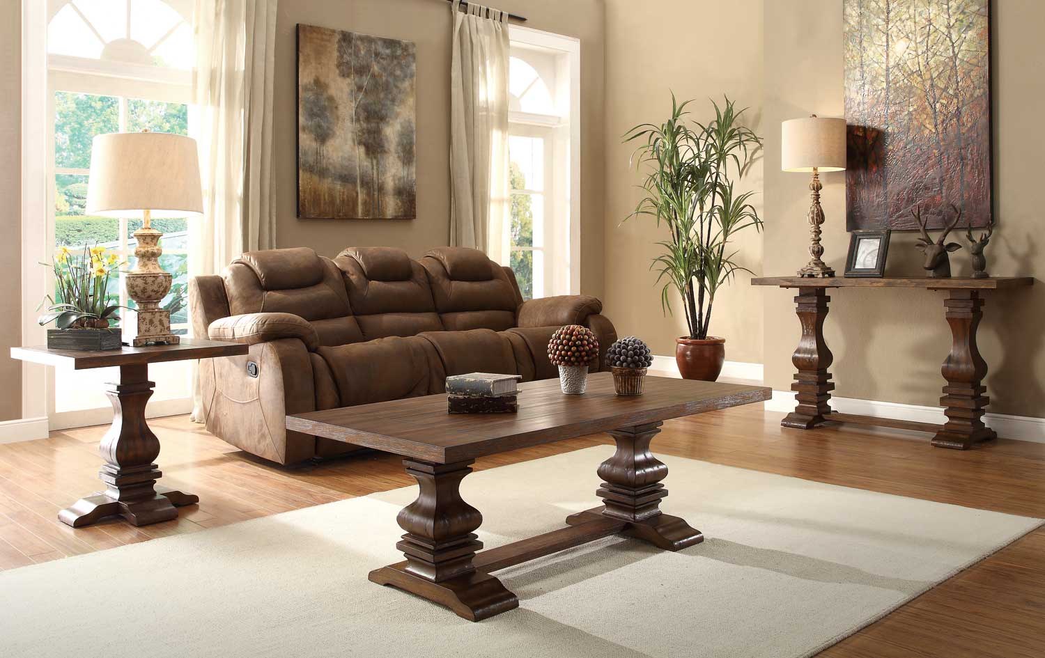 Homelegance Marie Louise Occasional Table Set - Rustic Oak Brown Homelegance Marie Louise Occasional Table Set - Rustic Oak Brown