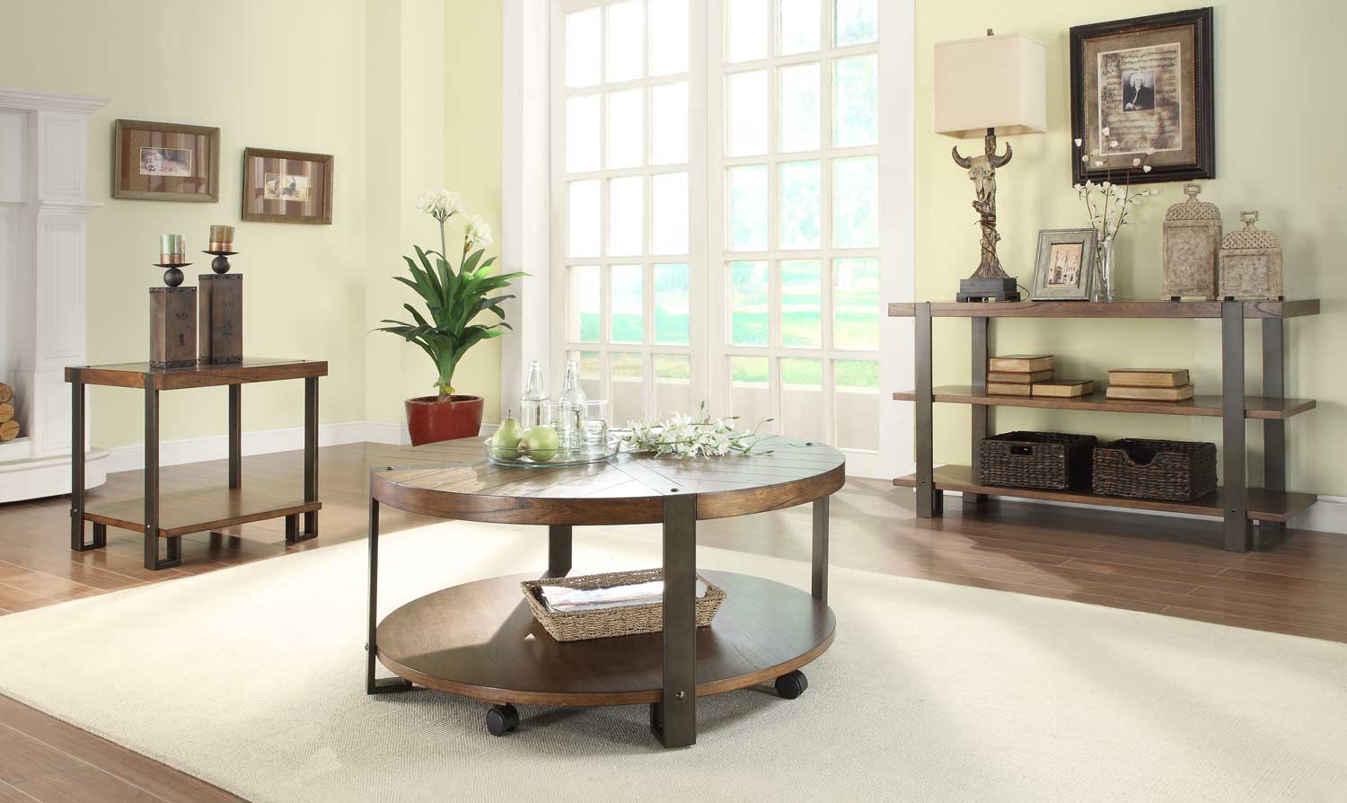 Homelegance Northwood Round Coffee Table Set - Natural Brown Homelegance Northwood Round Coffee Table Set - Natural Brown