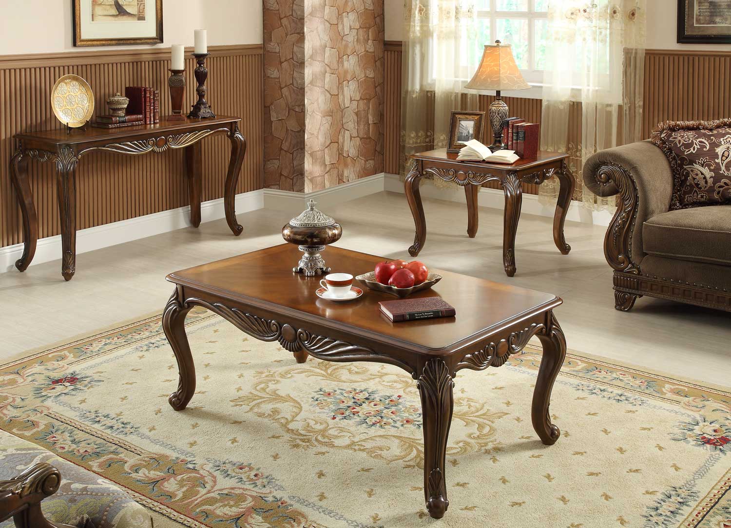 Homelegance Lambeth II Cocktail Table Set - Rich Cherry Homelegance Lambeth II Cocktail Table Set - Rich Cherry