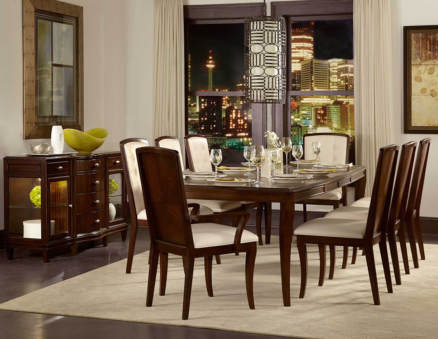 Homelegance Abramo Dining Set - Sapele/Walnut Inlay Homelegance Abramo Dining Set - Sapele/Walnut Inlay