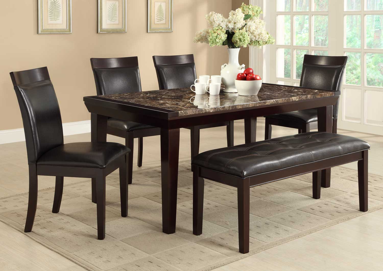 Homelegance Thurston Faux Marble Dining Set - Espresso Homelegance Thurston Faux Marble Dining Set - Espresso