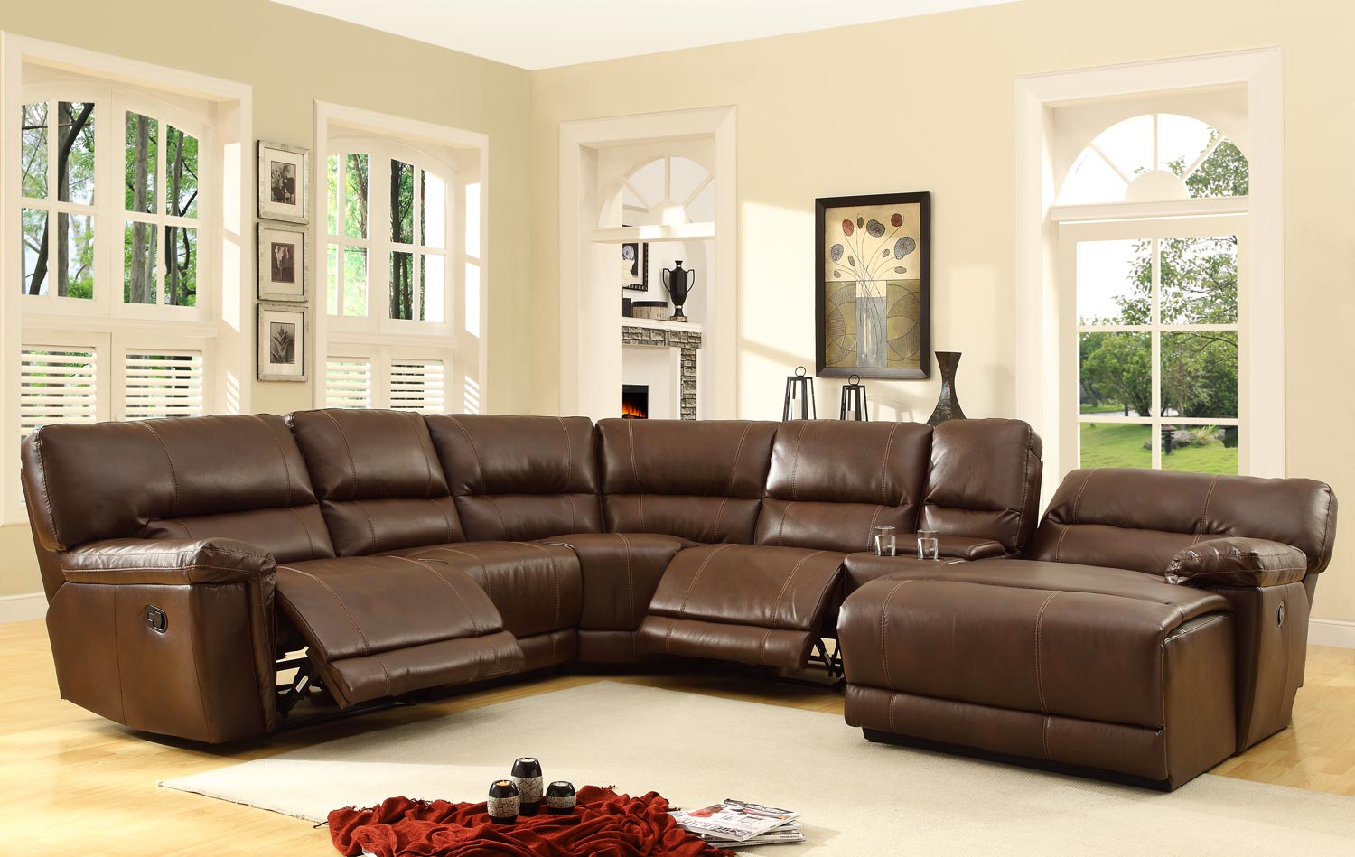 Homelegance Blythe Sectional Sofa Set - Brown - Bonded Leather Homelegance Blythe Sectional Sofa Set - Brown - Bonded Leather
