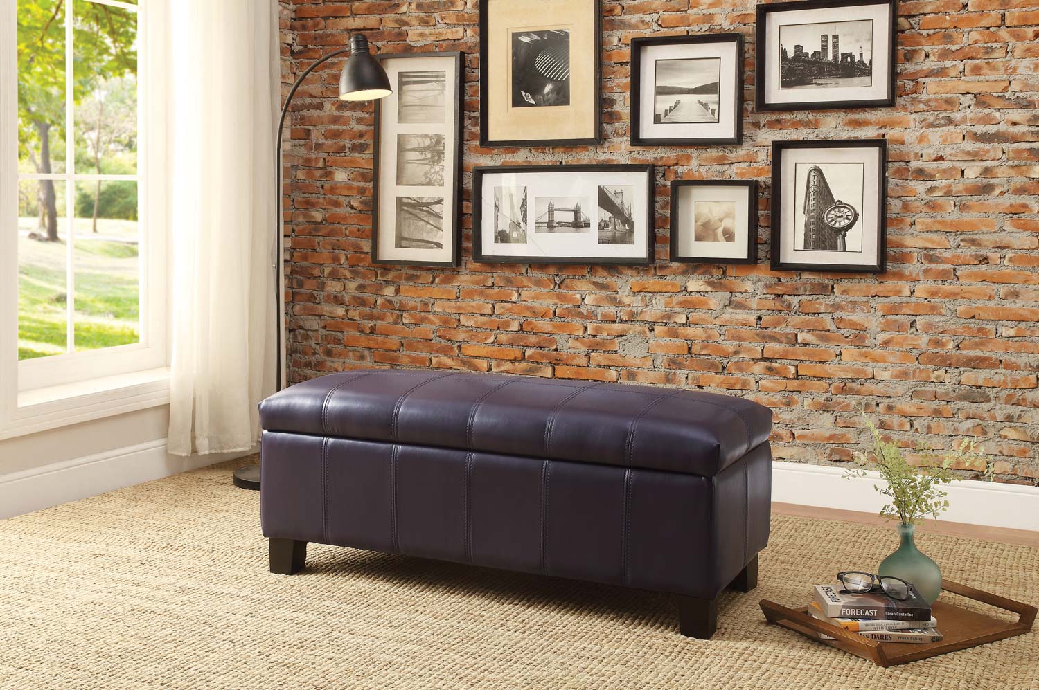 Homelegance Clair Lift Top Storage Bench Purple Bi Cast Vinyl 471ppe Homelegance Elegancefurnituredirect Com