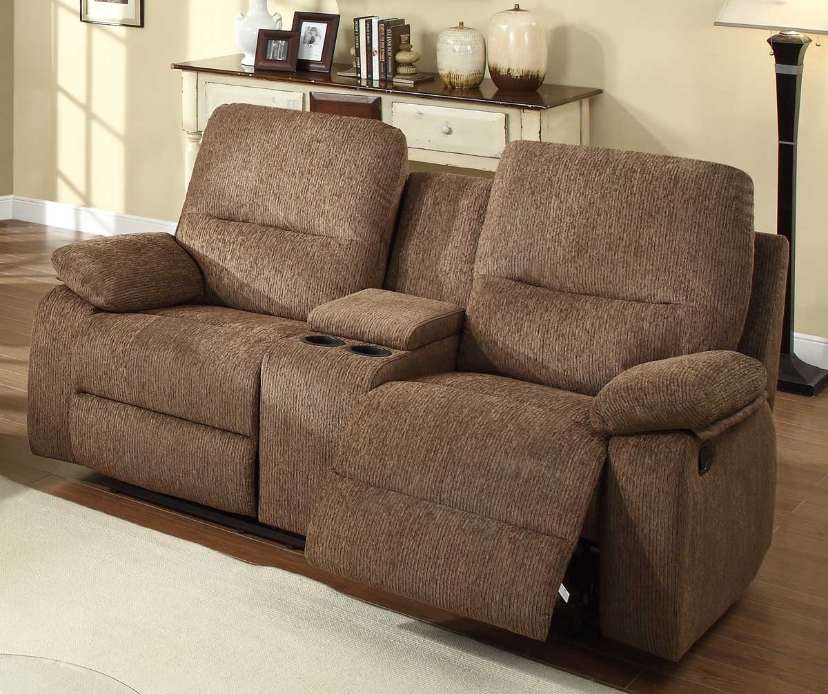 Homelegance Marianna Double Reclining Love Seat with Center Console - Dark Brown Chenille Homelegance Marianna Double Reclining Love Seat with Center Console - Dark Brown Chenille