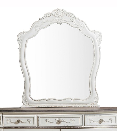 Cinderella Mirror - Antique White with Gray Rub-Through
