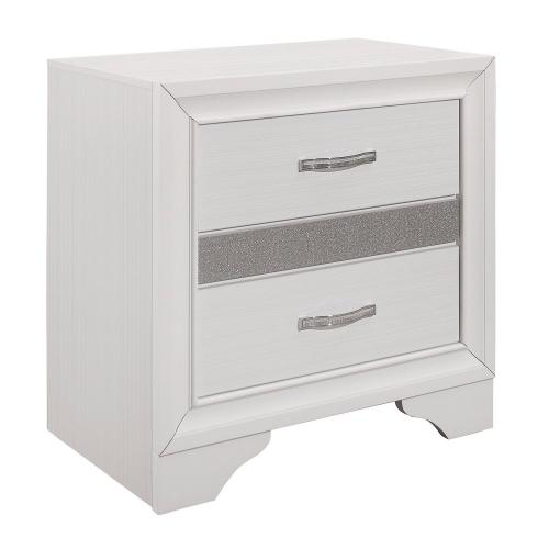Luster Night Stand - Two-tone : White And Silver Glitter