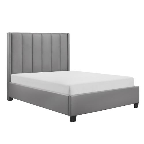 Anson Channel Tufted Platform Bed - Neutral Gray