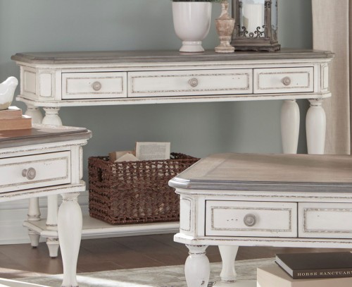 Homelegance Willowick Sofa Table With, Antique White Console Table With Drawers