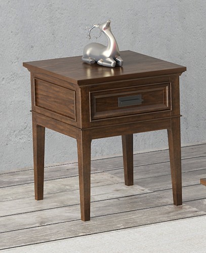 Frazier Park End Table with Functional Drawer - Brown Cherry
