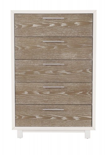 Renly Chest - Natural Finish of Oak Veneer with White Framing