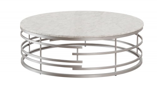 Homelegance Brassica Large Round, White Marble Top Round Coffee Table