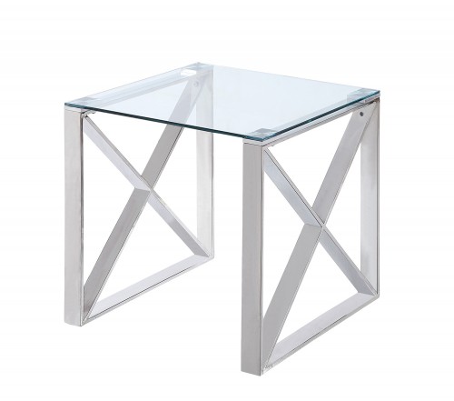 Rush End Table with Glass Top - Polished Chrome