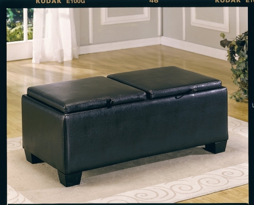 Vega Leather Match Ottoman with 2 Storages