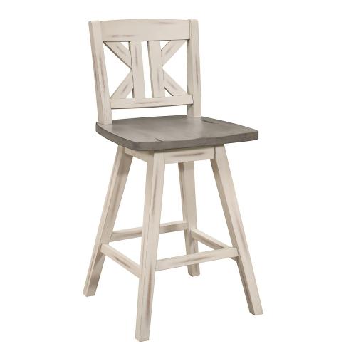 Amsonia Swivel Counter Height Chair - Distressed Gray/White