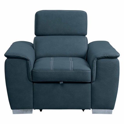 Ferriday Chair with Pull-out Ottoman - Blue