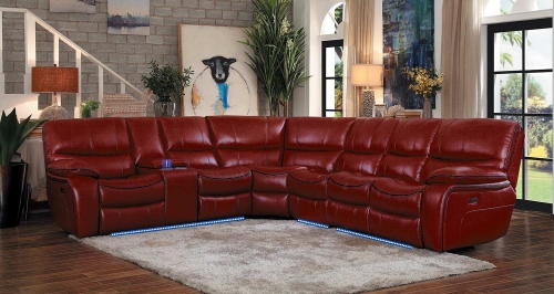 Pecos Power Sectional Sofa Set - Red
