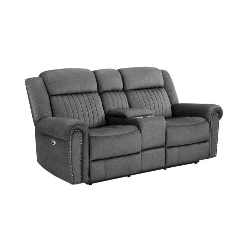 Brennen Power Double Reclining Love Seat - Charcoal