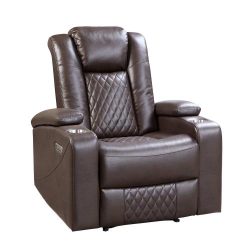 Caelan Power Reclining Chair - Dark brown