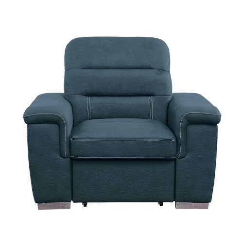 Alfio Chair with Pull-out Ottoman - Blue