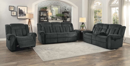 Nutmeg Reclining Sofa Set - Charcoal Gray