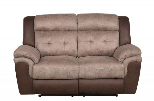 Chai Double Reclining Love Sea - Brown and dark brown polished microfiber