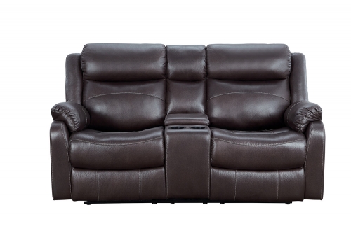 Yerba Double Lay Flat Reclining Love Seat With Center Console - Dark Brown