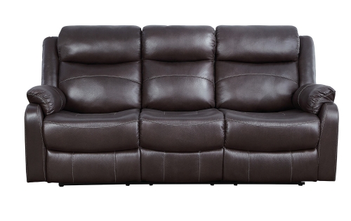 Yerba Double Lay Flat Reclining Sofa With Center Drop-Down Cup Holders - Dark Brown