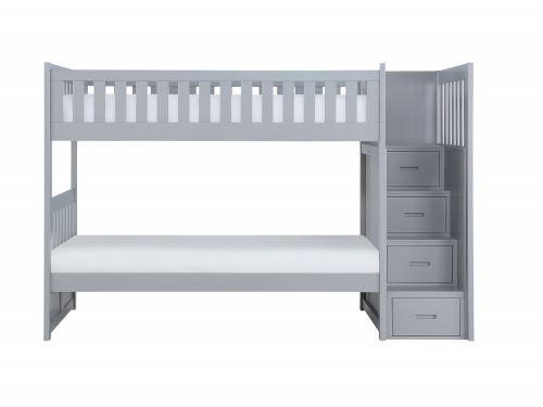 Orion Twin over Twin Bunk Bed with Reversible Step Storage - Gray