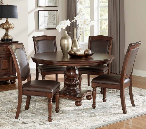 Homelegance Lordsburg Round Dining Set, Cherry Wood Round Dining Room Table Set