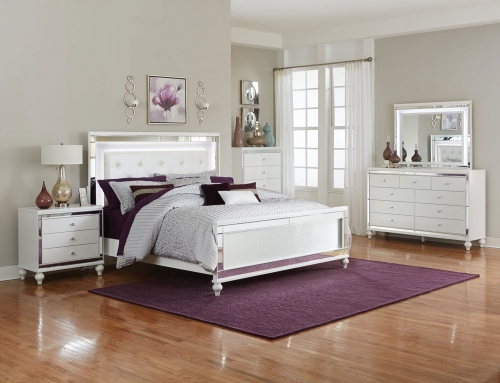 Alonza Bedroom Set with LED Lighting - Brilliant White