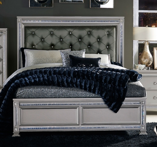 Bevelle Button Tufted Upholstered Bed - Silver