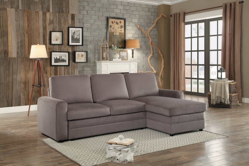 Welty Reversible Sleeper Sectional with Hidden Storage - Fossil Fabric