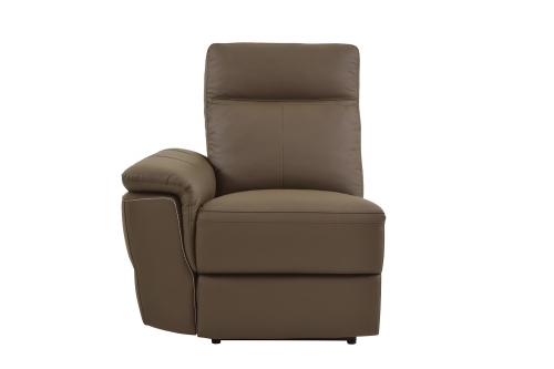 Olympia Power Left Side Facing Reclining Chair - Raisin Top Grain Leather Match