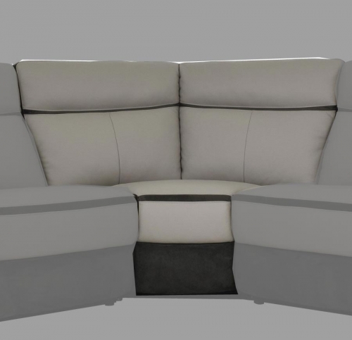 Laertes Corner Seat - Top Grain Leather/Fabric - Taupe Grey