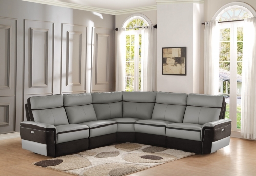 Homelegance Laertes Power Reclining, Top Grain Leather Reclining Sectional Sofa