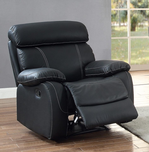 Pendu Reclining Chair - Top Grain Leather Match - Black
