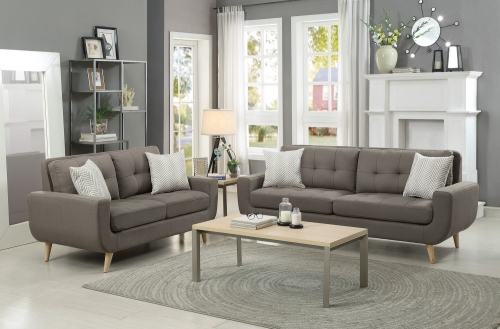 Deryn Sofa Set - Polyester - Grey