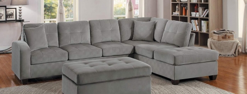 Emilio Reversible Sectional Sofa - Taupe Fabric